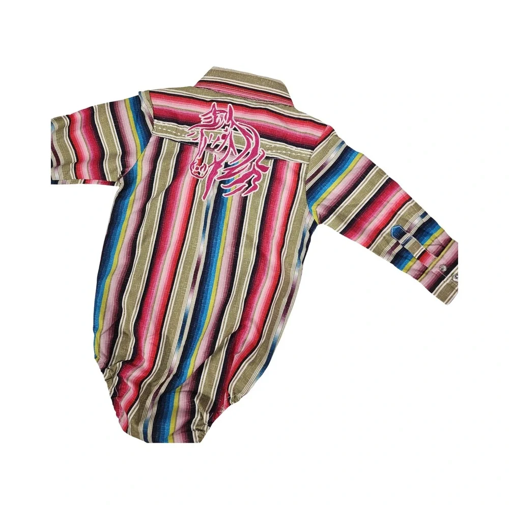 Cowgirl Hardware Toddler Girls Serape Stripe Western‎ Romper Horse 24M NWT